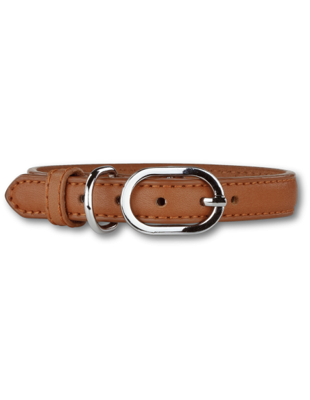 Collier chien Doxtasy Dog Collar Cognac / Silver en cuir