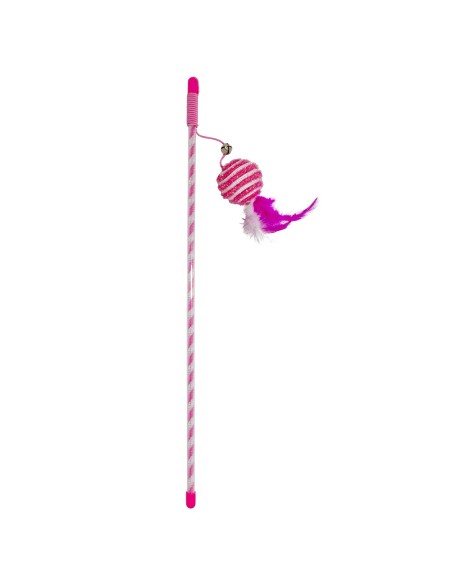 Canne à pêche catchy balle à paillettes rose - Jouet pour Chat
