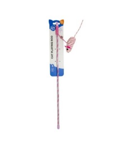 Canne à pêche catchy souris en papier rose - Jouet pour Chat 2
