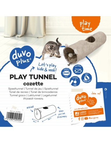 Tunnel de jeu Cozette 25x25x90cm beige - aire de jeu pour chat