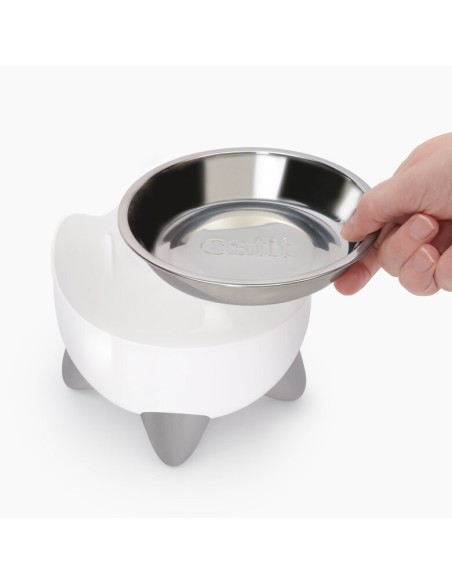 Coffret PIXI combo: fontaine à eau + gamelle en acier inoxydable pour chat - coloris blanc