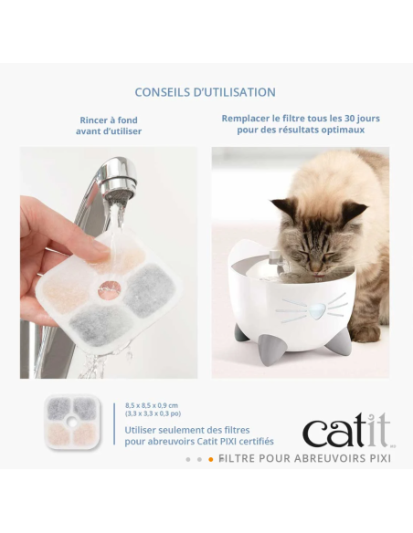 Lot de 3 filtres pour fontaine à eau Catit PIXI