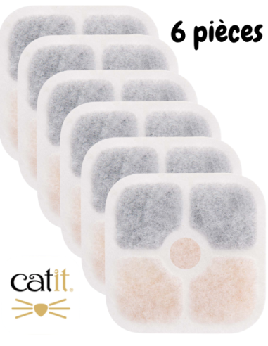 Lot de 6 filtres pour fontaine à eau Catit PIXI