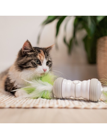 Jouet électronique pour chats - Double spinner blanc/vert