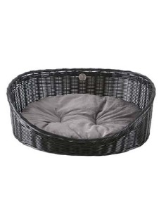 Corbeille Rustic rattan avec coussin noir/anthracite 2