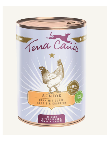 Terra Canis SENIOR poulet avec concombre, potiron et herbes médicinales pour chien