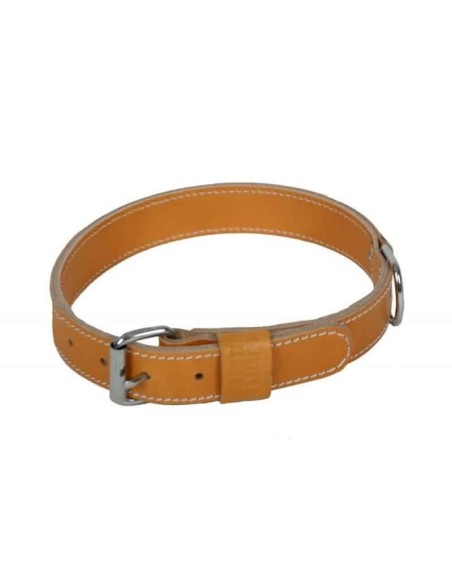 Collier double épaisseur cuir orange