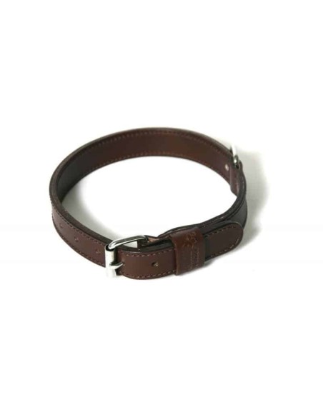 Collier double épaisseur cuir marron