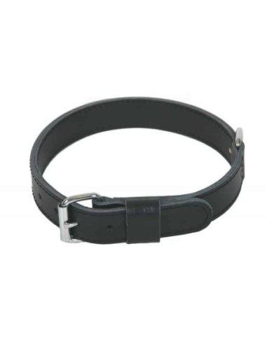 Collier double épaisseur cuir noir