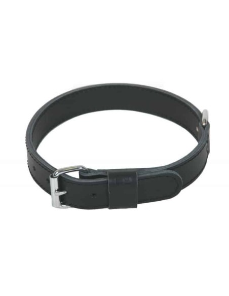 Collier double épaisseur cuir noir