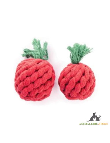Jeu pour chien en corde tressée - forme de tomate