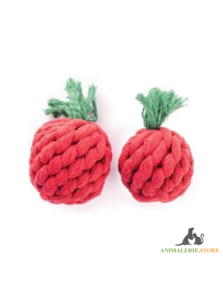 Jeu pour chien en corde tressée - forme de tomate