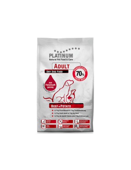 Croquettes au Boeuf pour Chien Adulte - Platinum 1,5Kg