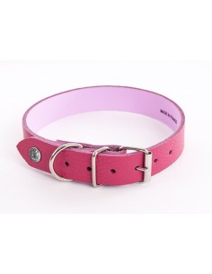 Collier en cuir ALLURE Rose et Rose - Pour chien