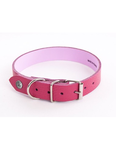 Collier en cuir ALLURE Rose et Rose - Pour chien