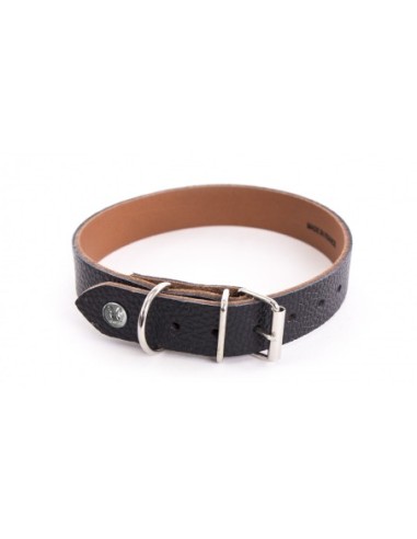 Collier en cuir ALLURE Noir et Cognac - Pour chien