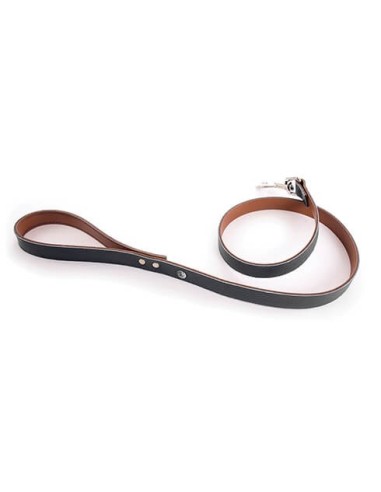 Laisse en cuir ALLURE Noir et Cognac - Pour chien