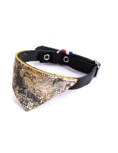 COLLIER CHAT MALIBU 30 BEIGE/NOIR AVEC BANDANA CUIR