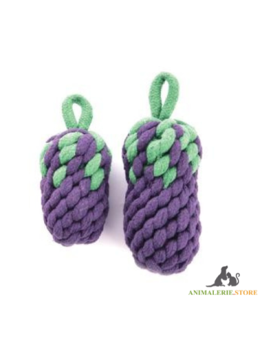 Jeu pour chien en corde tressée - forme d'aubergine