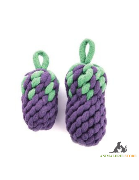 Jeu pour chien en corde tressée - forme d'aubergine