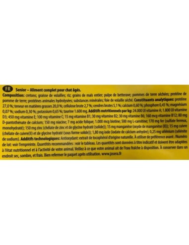 JOSERA Carismo/Senior pour Chat Senior ou en insuffisance rénale