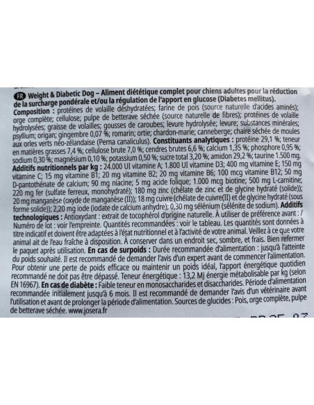 Croquette JOSERA HELP WEIGHT & DIABETIC pour chien adulte