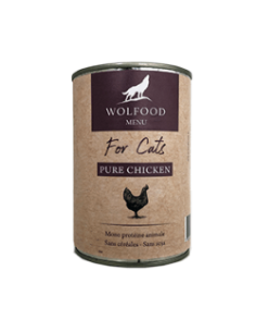 Pâtée sans céréales pour chat WOLFOOD - Boîtes PURE CHICKEN FOR CATS