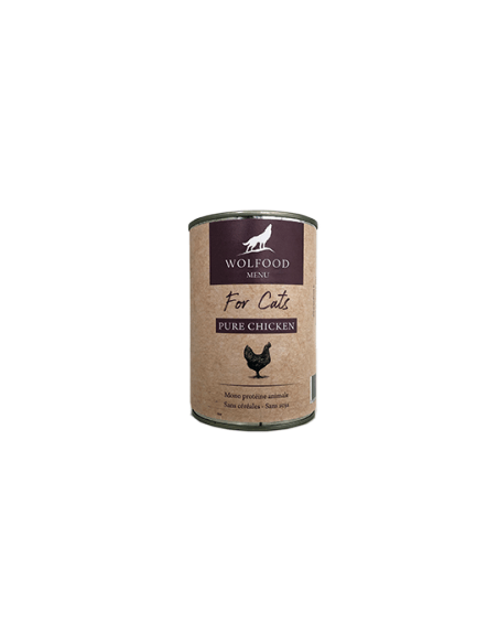 Pâtée sans céréales pour chat WOLFOOD - Boîtes PURE CHICKEN FOR CATS