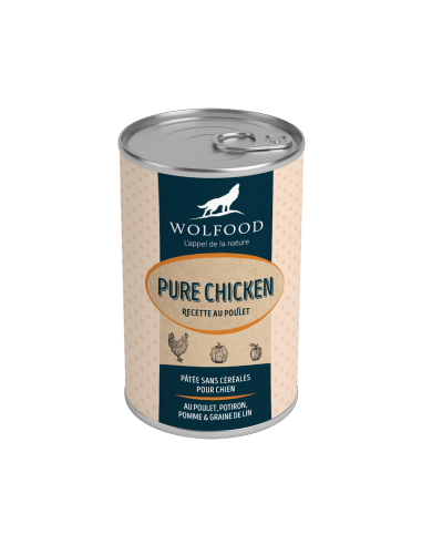 Boite patée sans céréales CHICKEN WOLFOOD - Nourriture humide pour chien