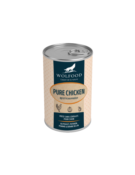 Boite patée sans céréales CHICKEN WOLFOOD - Nourriture humide pour chien