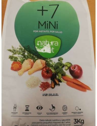 Croquettes chiens agés poulet NATURA DIET +7 MINI