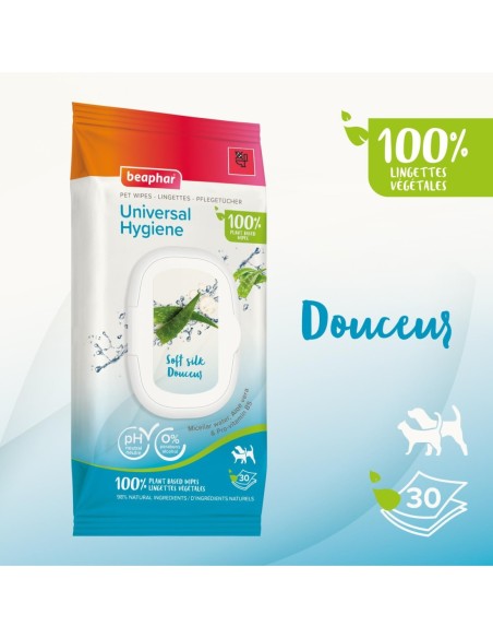 Lingettes nettoyantes Universelles pour chien et chat x30