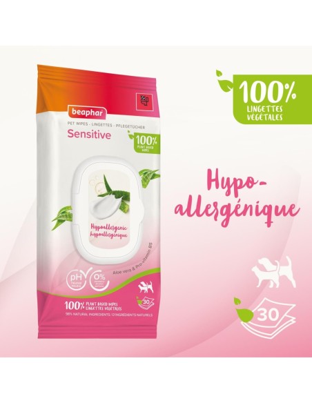 Lingettes nettoyantes Sensitives pour chien et chat x30