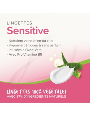 Lingettes nettoyantes Sensitives pour chien et chat x30