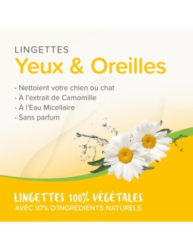 Lingettes nettoyantes OREILLES ET YEUX  pour chien et chat x30