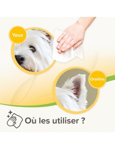 Lingettes nettoyantes OREILLES ET YEUX  pour chien et chat x30