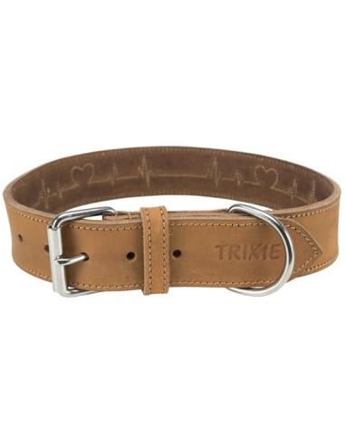 COLLIER Rustic brun en cuir gras "Heartbeat"