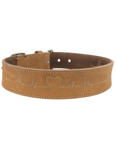 COLLIER Rustic brun en cuir gras "Heartbeat" 2