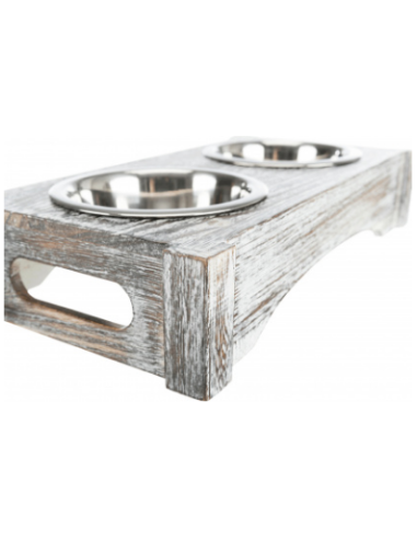 Set de gamelles, bois/acier inoxydable TRIXIE