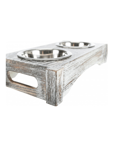 Set de gamelles, bois/acier inoxydable TRIXIE