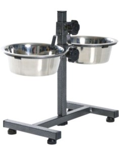 Bar pour petits chiens ou chats - Gamelles sur support réglable 2