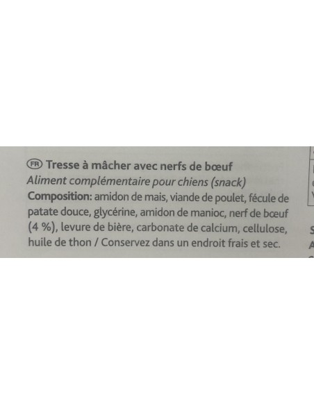 Tresse à mâcher, nerf de boeuf