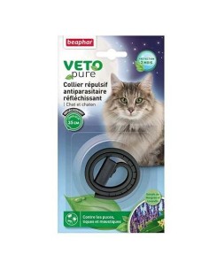 Collier répulsif antiparasitaire réfléchissant pour chat  ou chatonBeaphar