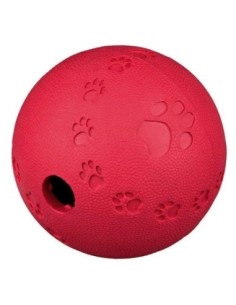 Balle en caoutchouc avec trou pour passage de friandises