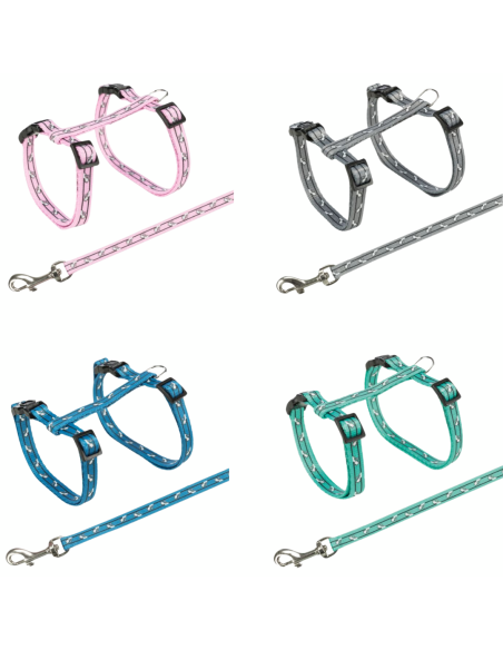 Harnais avec laisse pour chats avec motif chat - Trixie