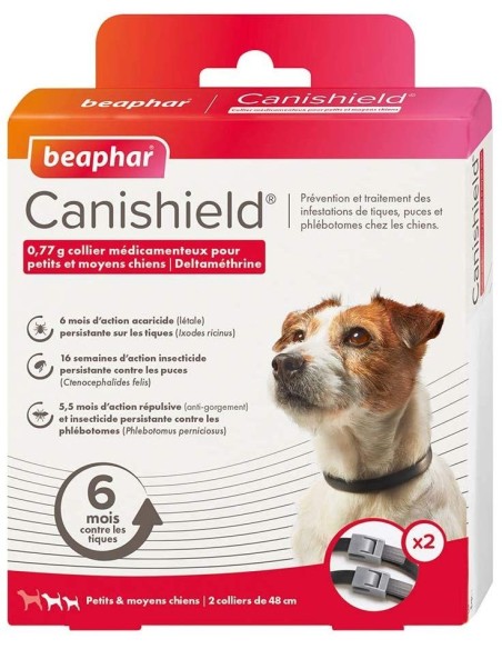 Collier canishield antiparasitaire pour chiens de tailles petites et moyennes