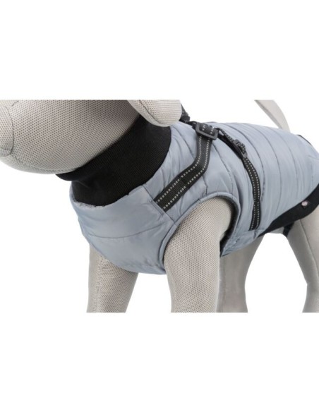 Manteau Pontis gris avec harnais intégré TRIXIE - Disponible en plusieurs tailles de 24 à 45cm de longueur de dos