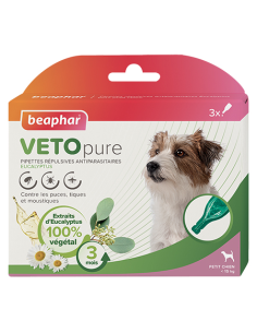 Pipettes répulsives antiparasitaires à l'Eucalyptus pour chien jusqu'à 15kg