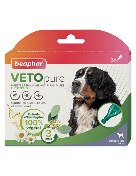 Pipettes répulsives antiparasitaires à l'Eucalyptus pour grand chien plus de 30kg