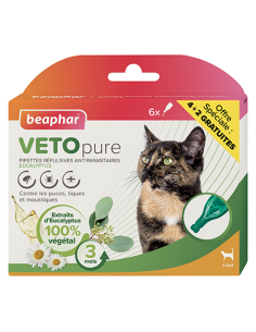 Pipettes répulsives antiparasitaires à l'Eucalyptus pour chat : 6 pipettes